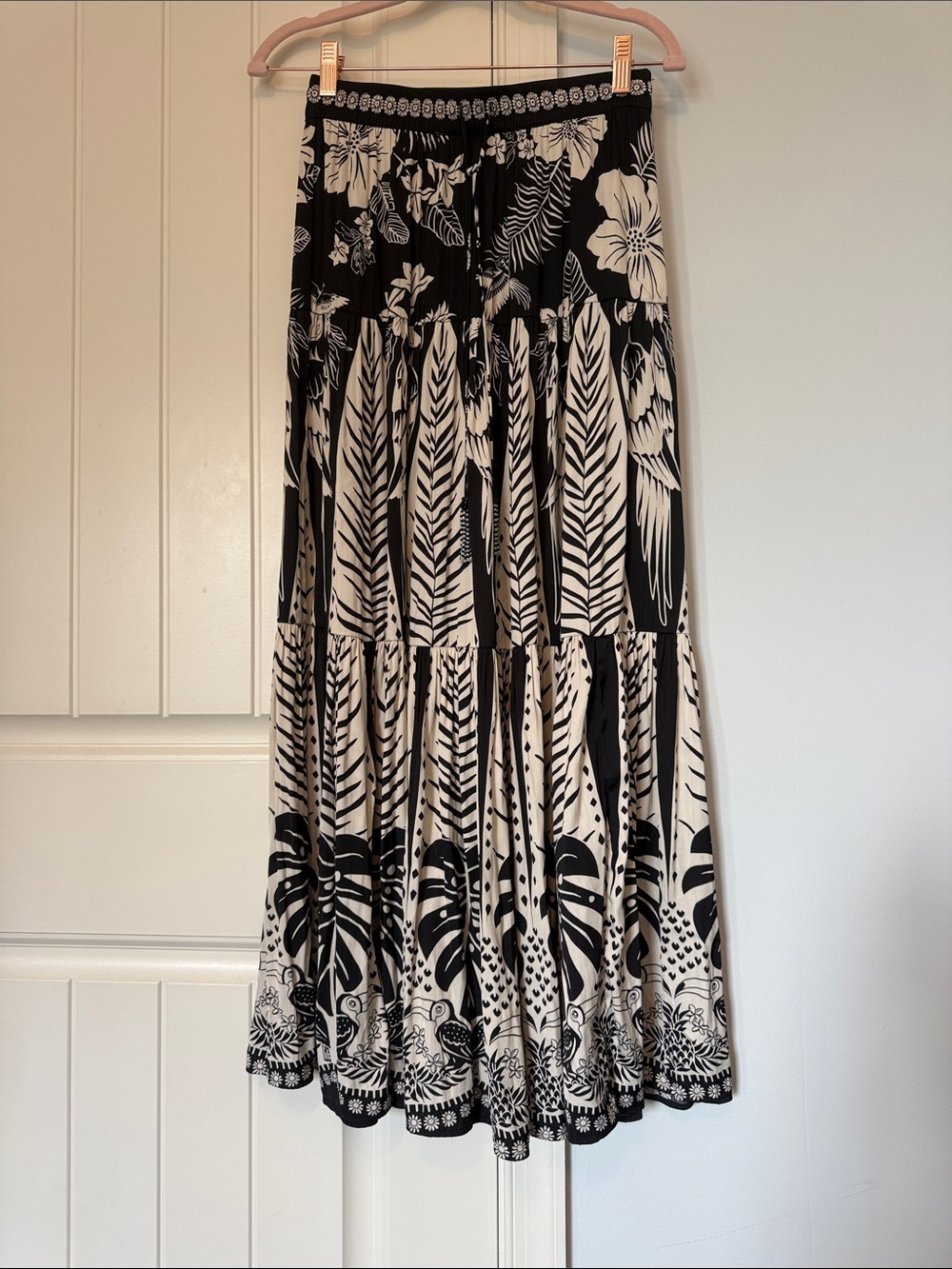 Rachel Zoe Black and White Floral Maxi Skirt